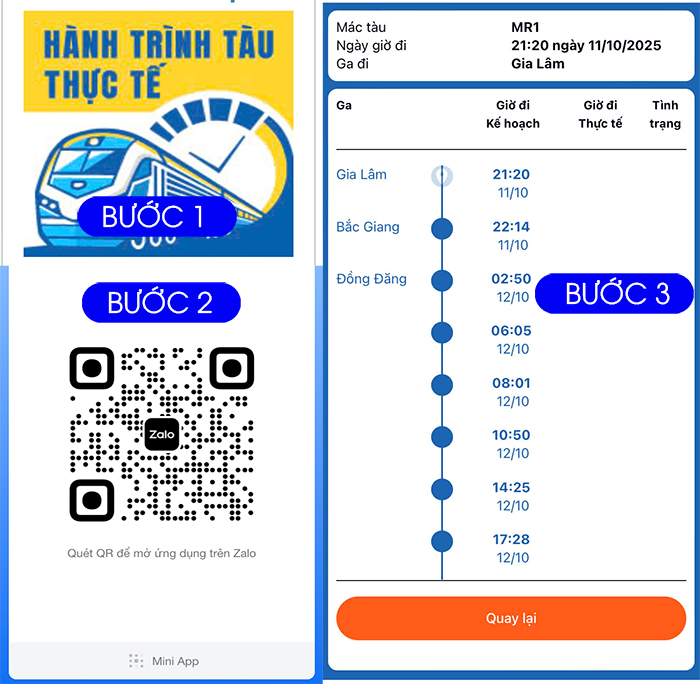 Tra cứu hành trình thực tế